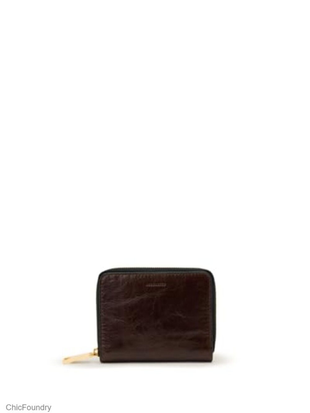 Hex Zip Wallet Leather Compact Card Holder